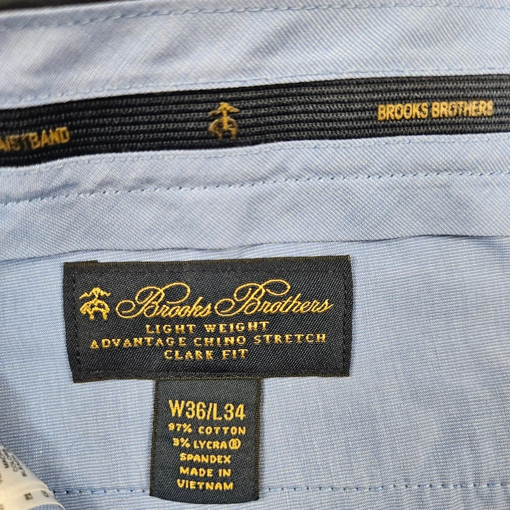 Brooks Brothers Clark Fit Advantage Chino Stretch Pants Navy Blue Mens 36x34